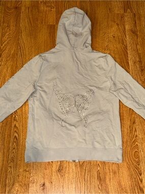BCBG Maxazria Full Zip BLING Bejeweled Butterfly Hoodie Women’s Medium Large